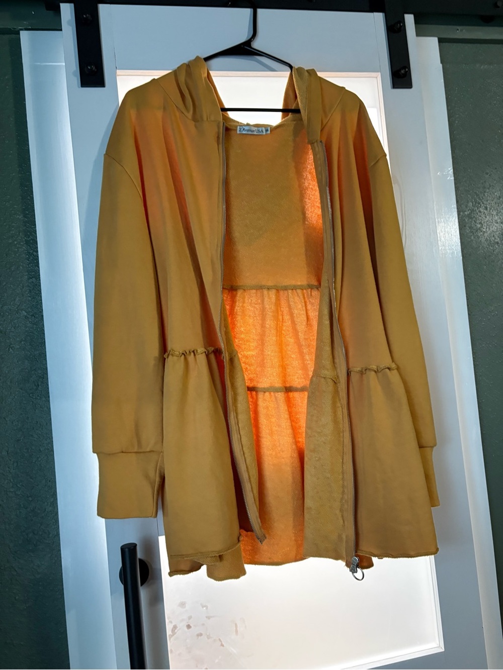 Plush Hooded Teddy Jacket in Mustard